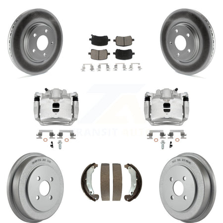 Front Rear Brake Caliper Coat Rotors Drum Ceramic Pad Kit (8Pc) For Pontiac Pursuit 2.2L KCG-100396C