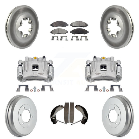 Front Rear Brake Caliper Coated Rotors Drum Ceramic Pad Kit (8Pc) For Chevrolet Colorado KCG-100400T