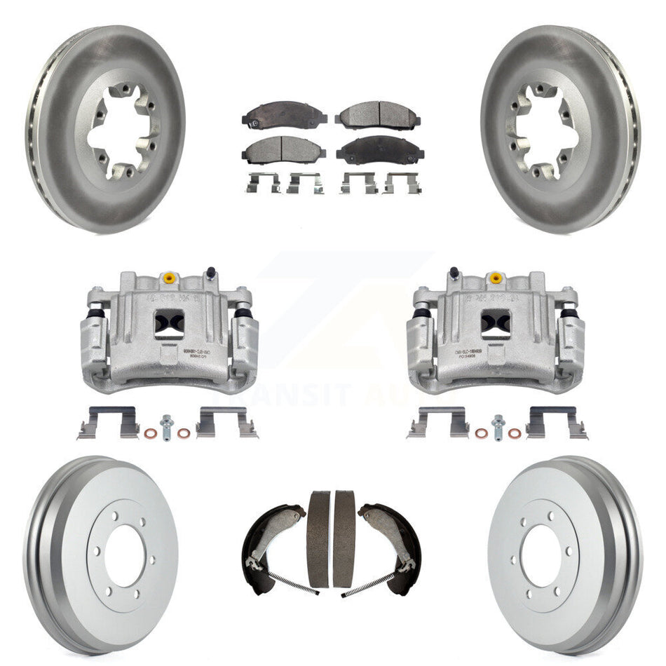 Front Rear Brake Caliper Coated Rotors Drum Ceramic Pad Kit (8Pc) For Chevrolet Colorado KCG-100400T