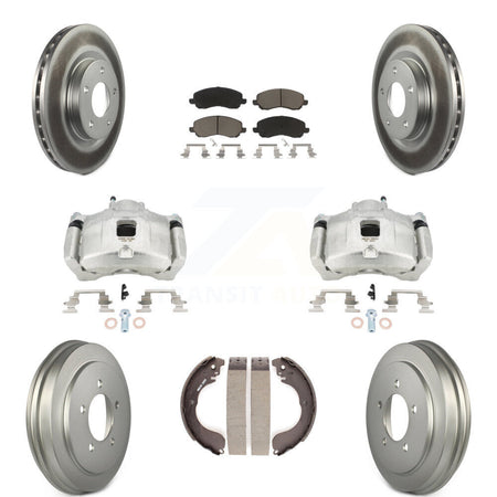 Front Rear Brake Caliper Coat Rotors Drum Ceramic Pad Kit (8Pc) For Jeep Patriot Compass KCG-100403C