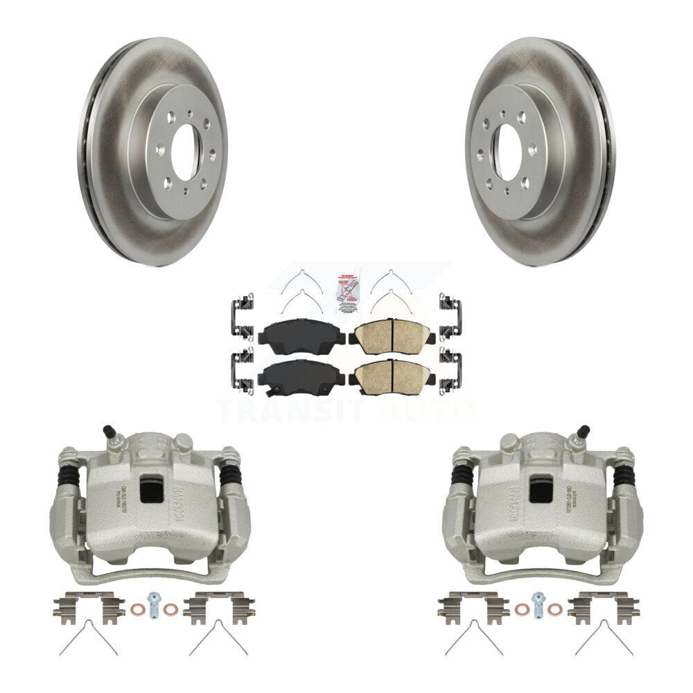 Front Brake Caliper Coat Rotor & Ceramic Pad Kit For 04-05 Honda Civic With 4 Lug Wheels KCG-100404N