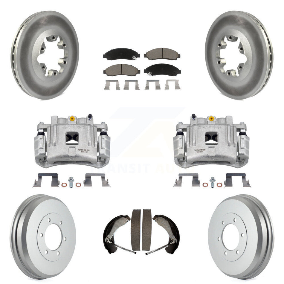 Front Rear Brake Caliper Coated Rotors Drum Ceramic Pad Kit (8Pc) For Chevrolet Colorado KCG-100405C