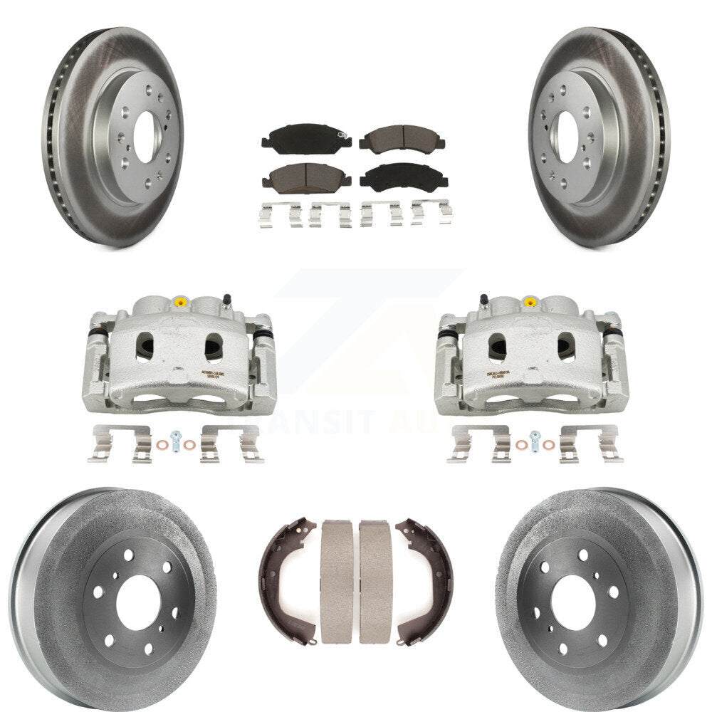 Front Rear Disc Brake Caliper Coat Rotors Drum Ceramic Pad Kit (8Pc) For GMC Sierra 1500 KCG-100407C