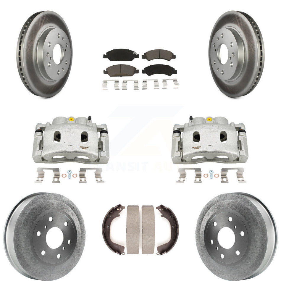 Front Rear Disc Brake Caliper Coat Rotors Drum Ceramic Pad Kit (8Pc) For GMC Sierra 1500 KCG-100407C