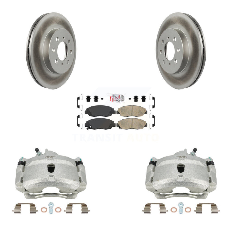 Front Disc Brake Caliper Coated Rotors And Ceramic Pads Kit For Honda Civic KCG-100407N