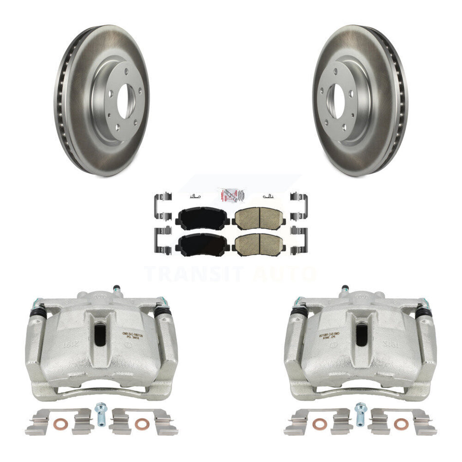 Front Disc Brake Caliper Coated Rotors And Ceramic Pads Kit For 2013-2015 Mazda CX-5 KCG-100410N