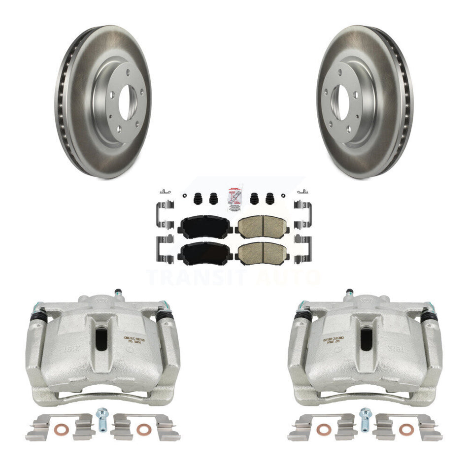 Front Disc Brake Caliper Coated Rotors And Ceramic Pads Kit For 2013-2015 Mazda CX-5 KCG-100411N