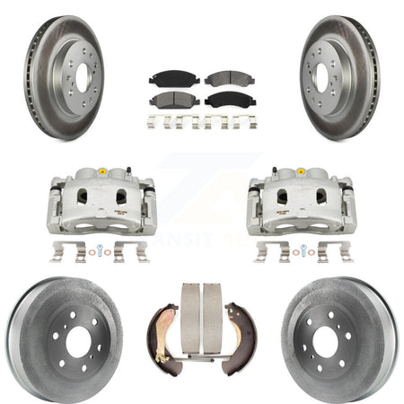 Front Rear Brake Caliper Coat Rotors Drum Semi-Metallic Pad Kit (8Pc) For Chevrolet 1500 KCG-100412S
