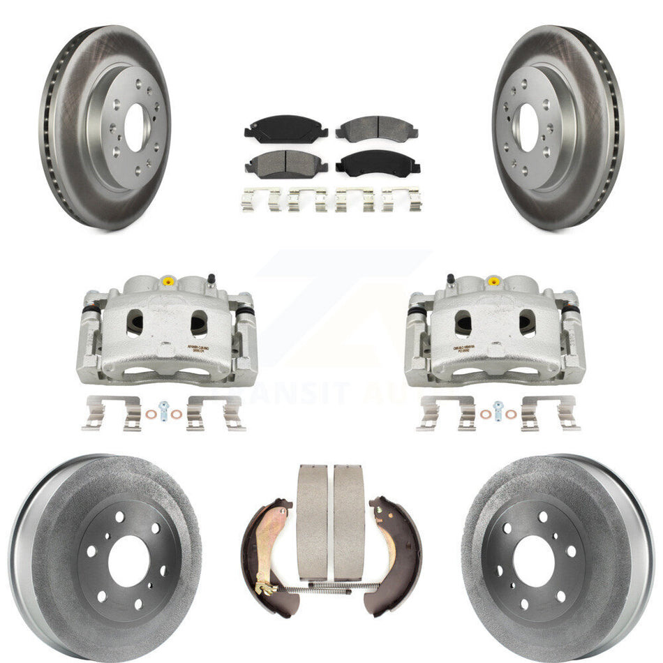 Front Rear Brake Caliper Coat Rotors Drum Semi-Metallic Pad Kit (8Pc) For Chevrolet 1500 KCG-100412S