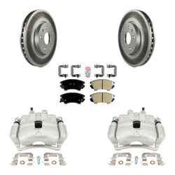 Front Disc Brake Caliper Coated Rotors And Semi-Metallic Pads Kit For 2010-2015 Chevrolet Camaro LT LS with 3.6L KCG-100418N
