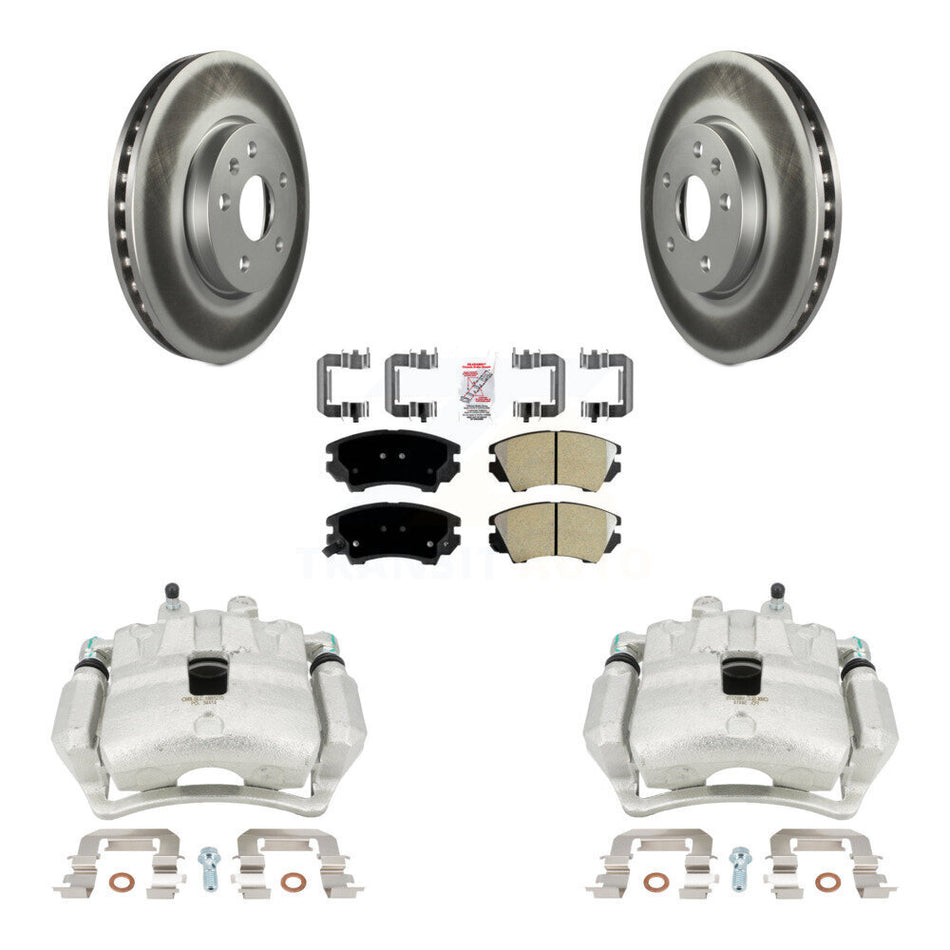 Front Disc Brake Caliper Coated Rotors And Semi-Metallic Pads Kit For 2010-2015 Chevrolet Camaro LT LS with 3.6L KCG-100418N