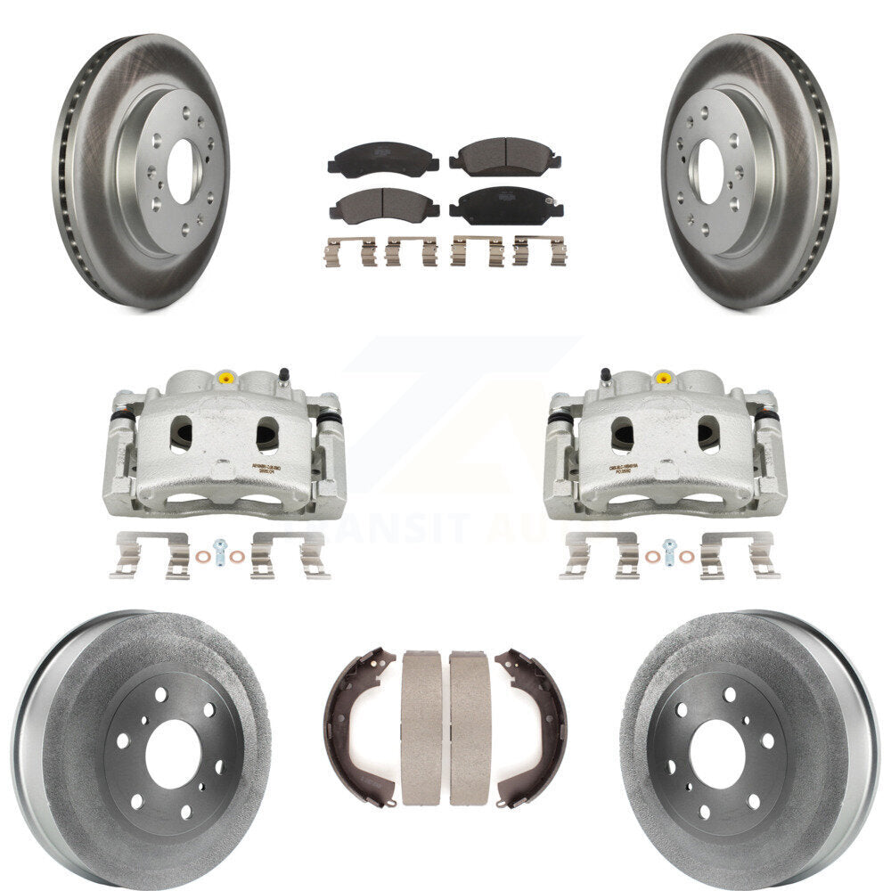 Front Rear Disc Brake Caliper Coat Rotors Drum Ceramic Pad Kit (8Pc) For GMC Sierra 1500 KCG-100423T