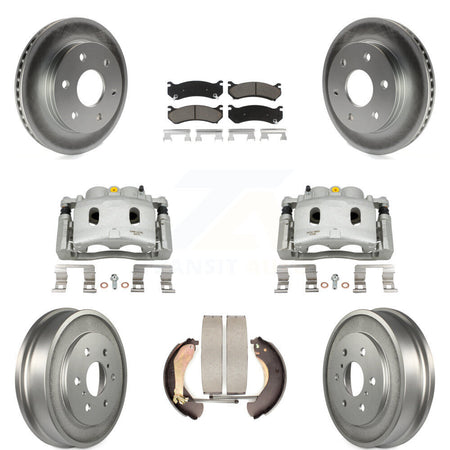 Front Rear Disc Brake Caliper Coated Rotors Drums Ceramic Pads Kit (8Pc) For KCG-100425C