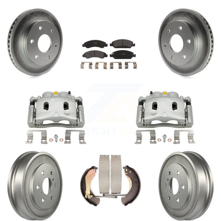 Front Rear Brake Caliper Coat Rotor Drum Semi-Metallic Pad Kit (8Pc) For GMC Sierra 1500 KCG-100427P