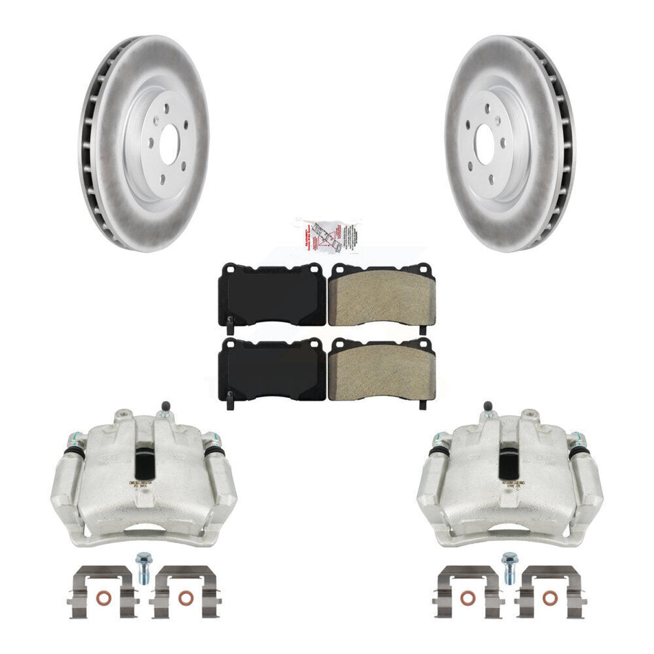 Front Disc Brake Caliper Coated Rotors And Semi-Metallic Pads Kit For 2012-2013 Buick Regal 2.4L With Brembo Calipers KCG-100428N by Transit Auto