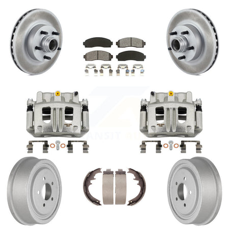 Front Rear Brake Caliper Coat Rotor Drum Semi-Metallic Pad Kit (8Pc) For Ford Ranger RWD KCG-100428S
