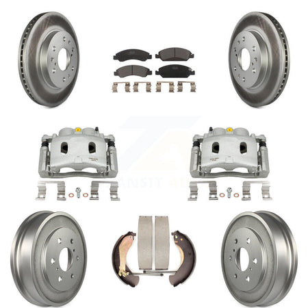 Front Rear Brake Caliper Coated Rotors Drum Ceramic Pad Kit (8Pc) For Chevrolet GMC 1500 KCG-100428T