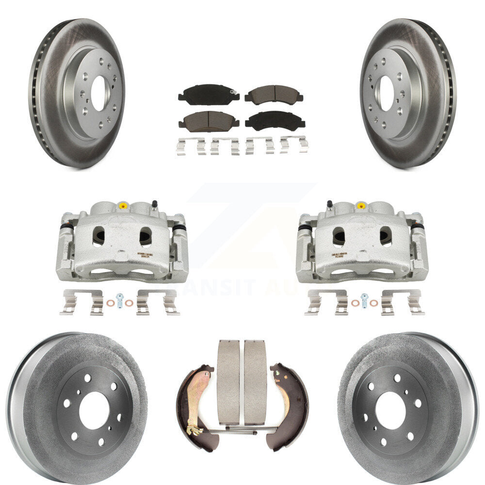 Front Rear Brake Caliper Coated Rotor Drum Ceramic Pad Kit (8Pc) For Chevrolet Silverado KCG-100429C