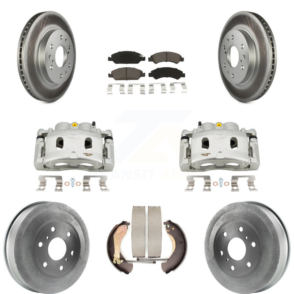 Front Rear Brake Caliper Coated Rotor Drum Ceramic Pad Kit (8Pc) For Chevrolet Silverado KCG-100429C