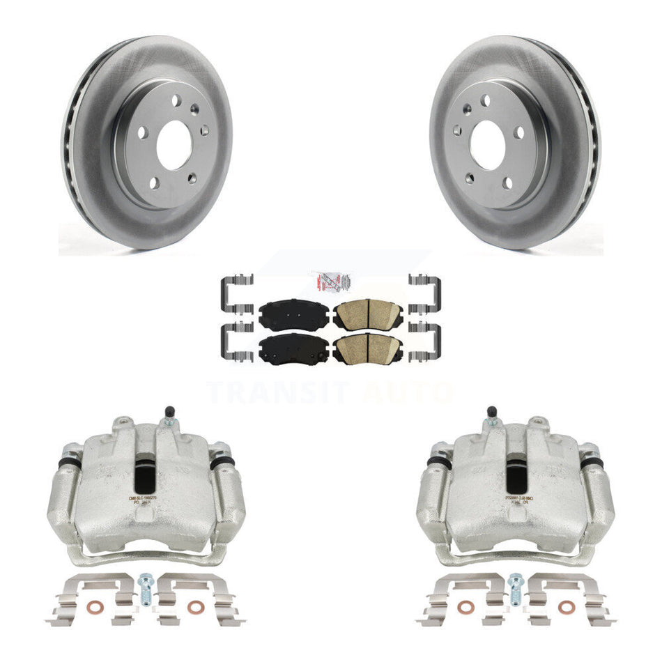 Front Disc Brake Caliper Coated Rotors And Ceramic Pads Kit For 2011 Buick Regal 2.0L With Solid Rear KCG-100431N