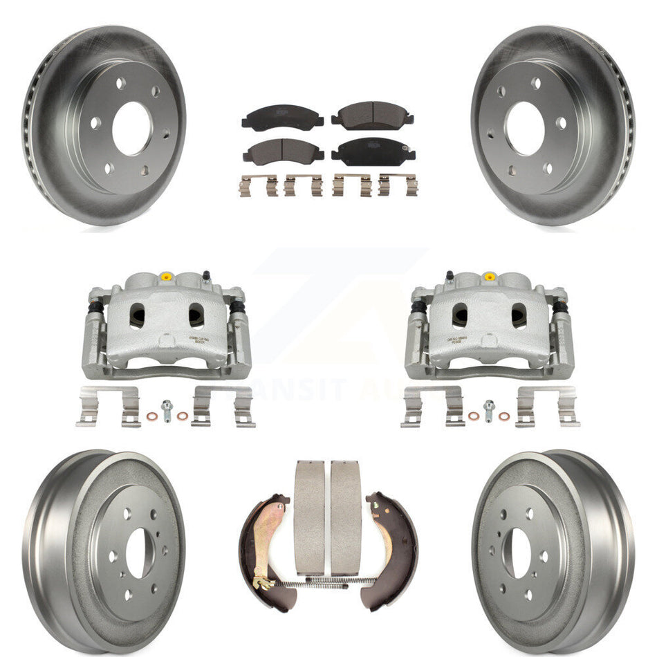 Front Rear Disc Brake Caliper Coat Rotors Drum Ceramic Pad Kit (8Pc) For GMC Sierra 1500 KCG-100431T