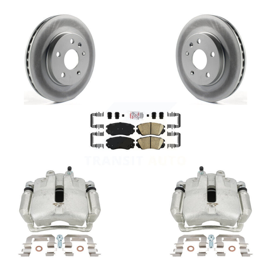 Front Disc Brake Caliper Coated Rotors And Ceramic Pads Kit For 2011 Buick Regal 2.0L With Solid Rear KCG-100432N