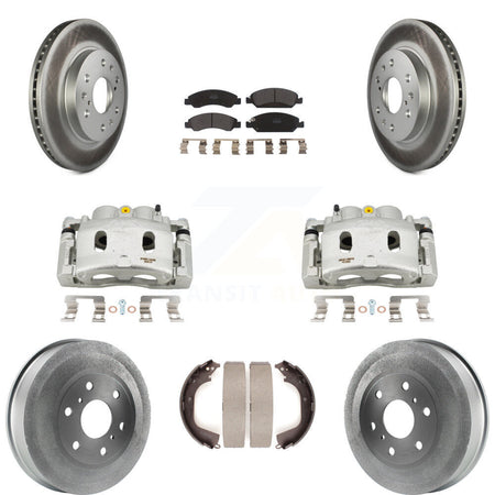 Front Rear Brake Caliper Coat Rotor Drum Semi-Metallic Pad Kit (8Pc) For GMC Sierra 1500 KCG-100434P