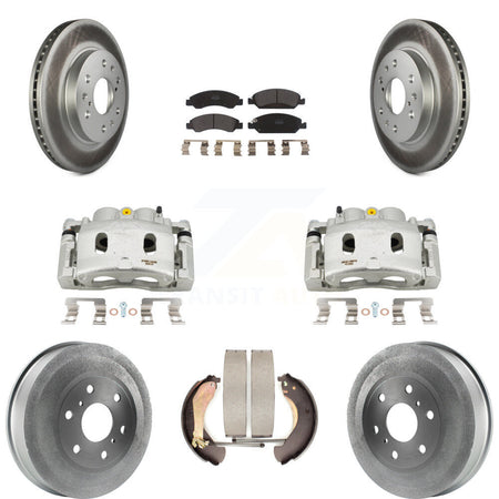 Front Rear Brake Caliper Coat Rotors Drum Semi-Metallic Pad Kit (8Pc) For Chevrolet 1500 KCG-100435P