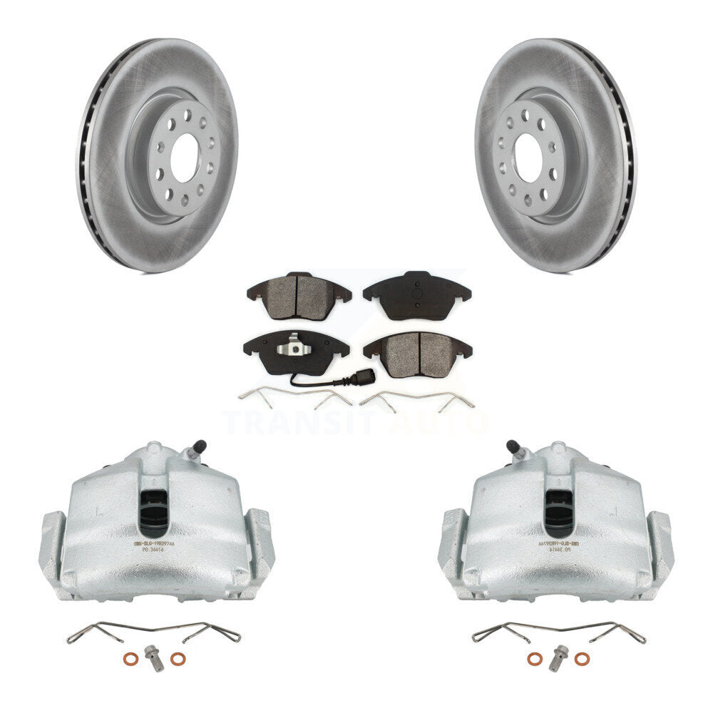 Front Brake Caliper Coat Rotor Semi-Metallic Pad Kit For Volkswagen Jetta Beetle GTI Eos KCG-100435S