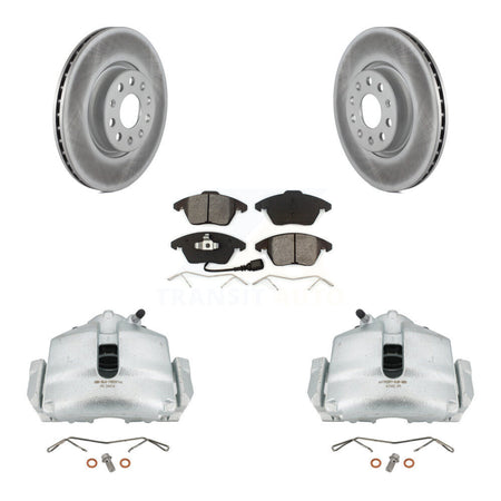 Front Brake Caliper Coat Rotor Semi-Metallic Pad Kit For Volkswagen Jetta Beetle GTI Eos KCG-100435S