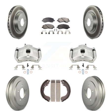 Front Rear Brake Caliper Coat Rotors Drum Ceramic Pad Kit (8Pc) For Jeep Patriot Compass KCG-100435T