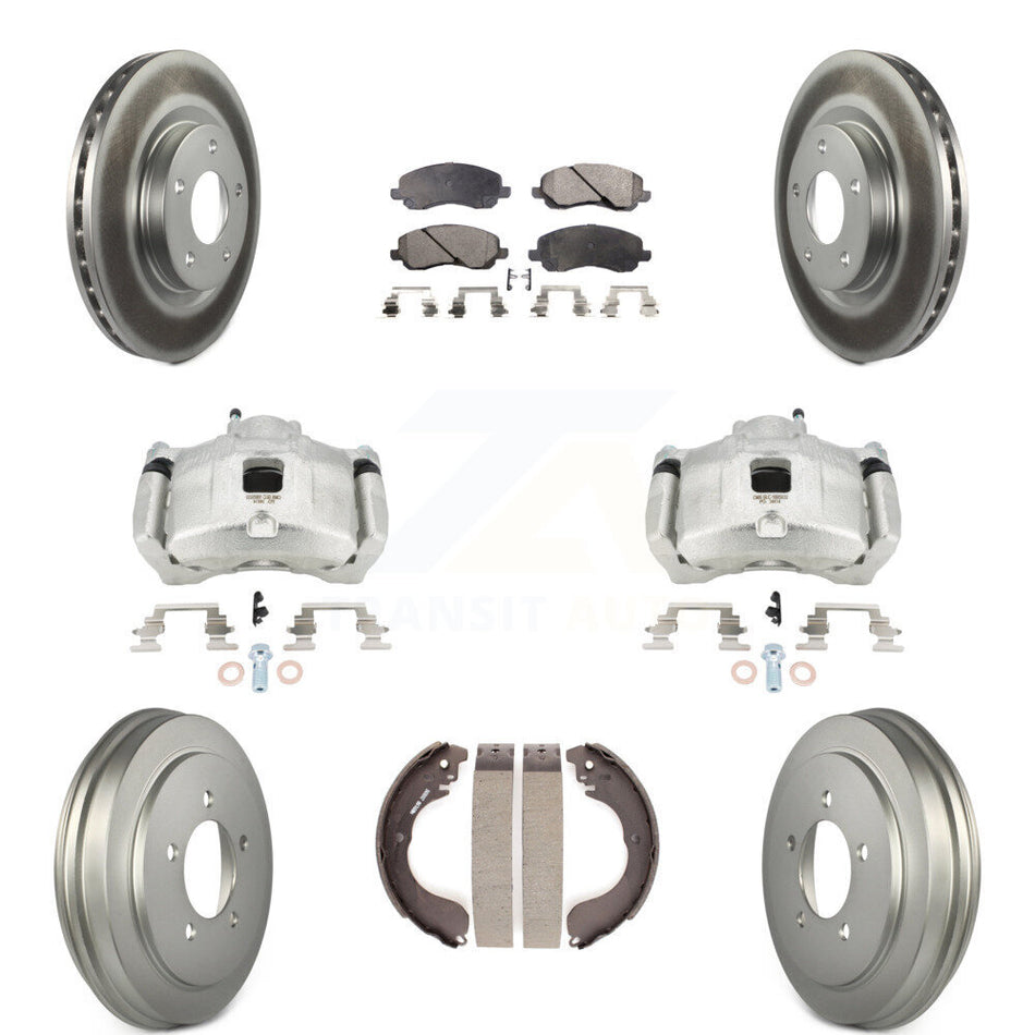 Front Rear Brake Caliper Coat Rotors Drum Ceramic Pad Kit (8Pc) For Jeep Patriot Compass KCG-100435T