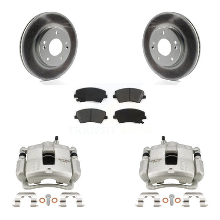 Front Disc Brake Caliper Coated Rotors And Semi-Metallic Pads Kit For Hyundai Elantra KCG-100438S