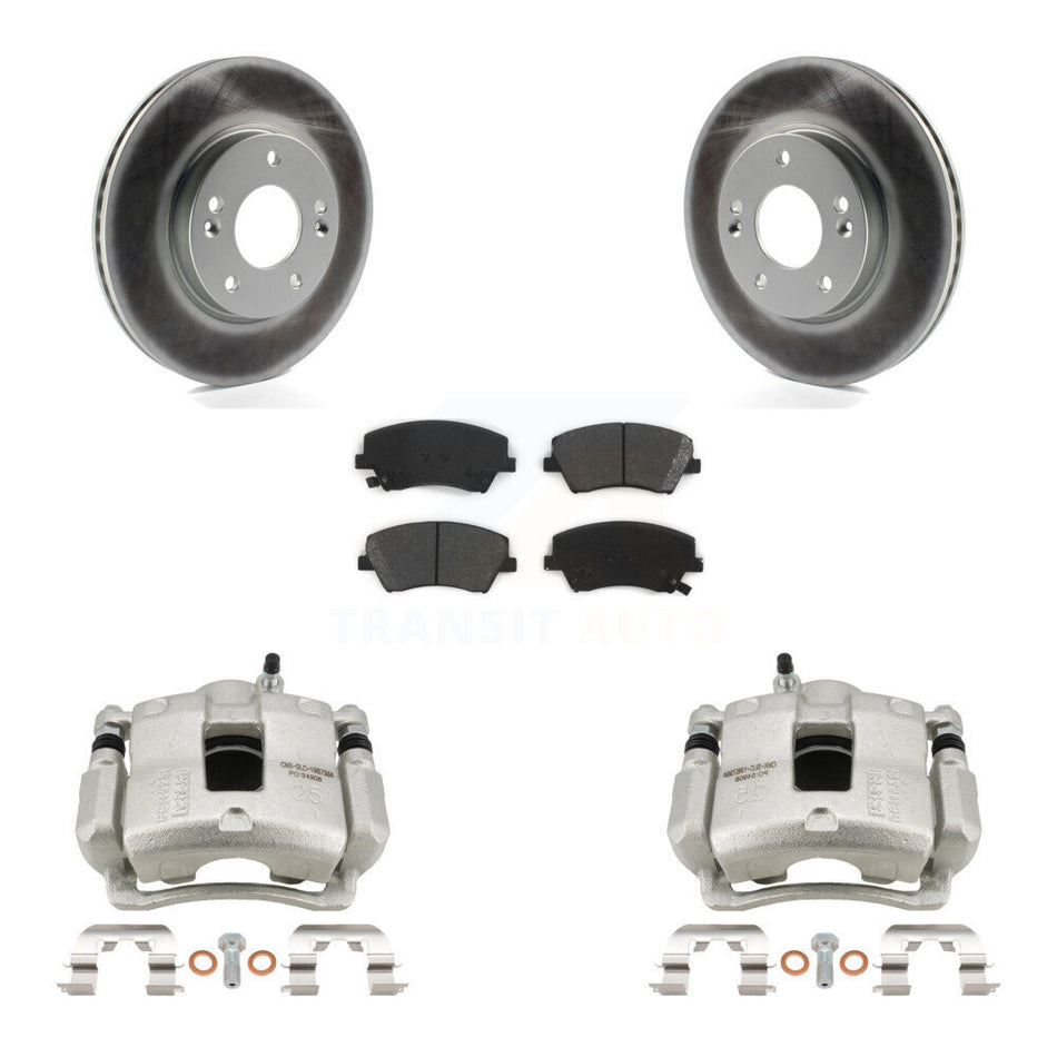 Front Disc Brake Caliper Coated Rotors And Semi-Metallic Pads Kit For Hyundai Elantra KCG-100438S
