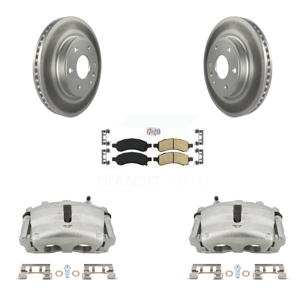 Front Brake Caliper Coat Rotors & Ceramic Pad Kit For GMC Acadia Buick Enclave Chevrolet KCG-100439N