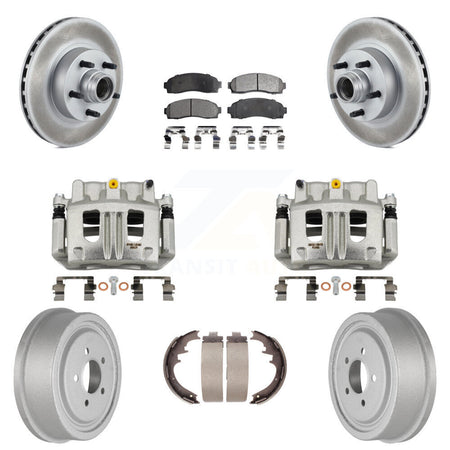 Front Rear Brake Caliper Coat Rotor Drum Semi-Metallic Pad Kit (8Pc) For Ford Ranger RWD KCG-100439P