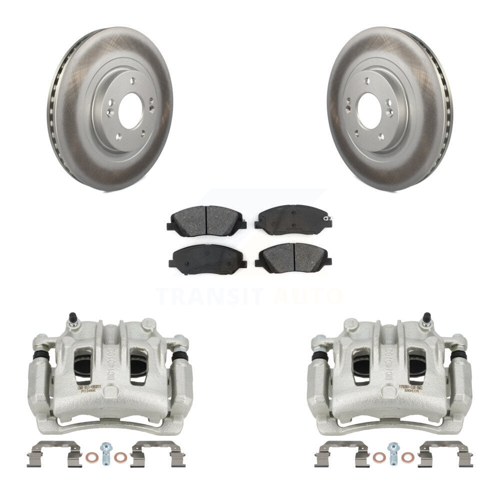 Front Disc Brake Caliper Coated Rotors And Semi-Metallic Pad Kit For Hyundai Santa Fe XL KCG-100439S