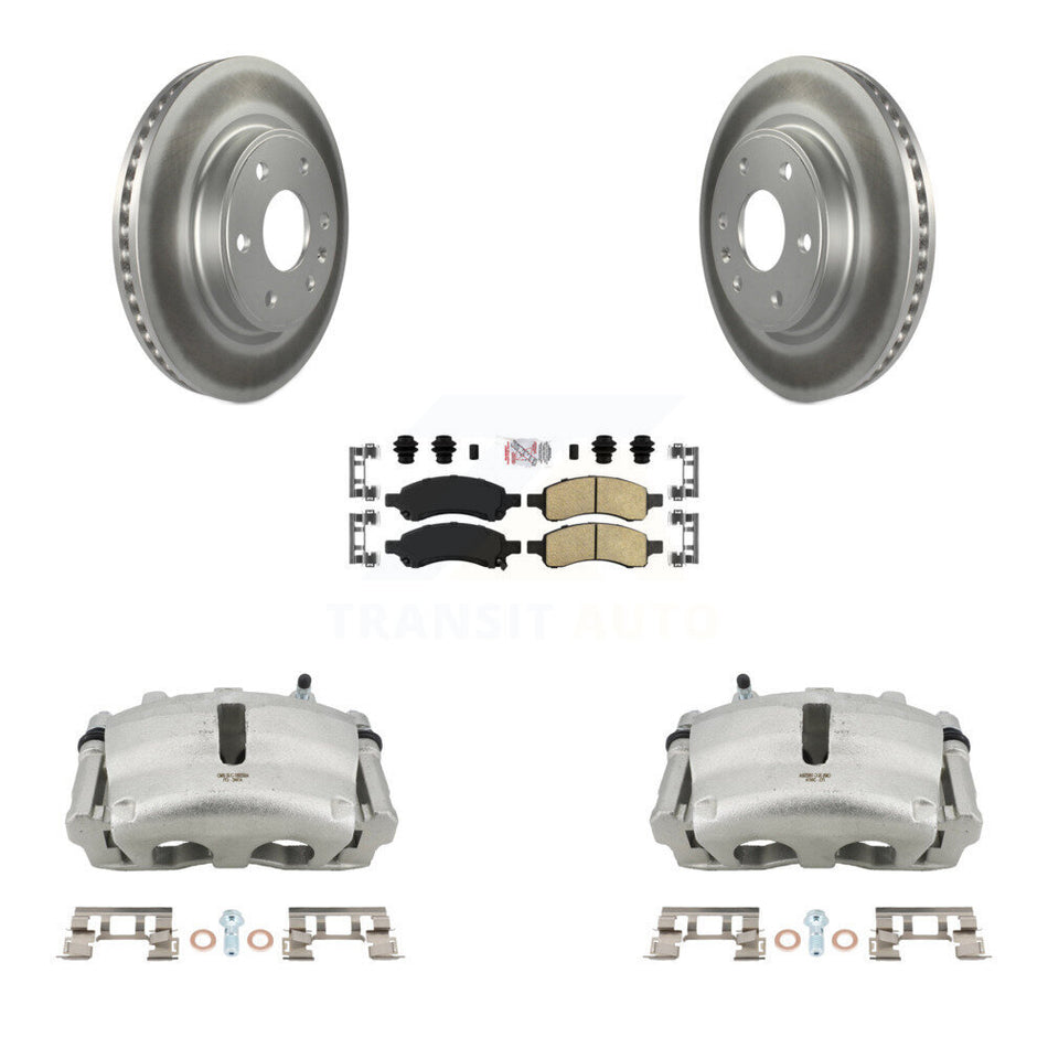 Front Brake Caliper Coat Rotors & Ceramic Pad Kit For GMC Acadia Buick Enclave Chevrolet KCG-100440N
