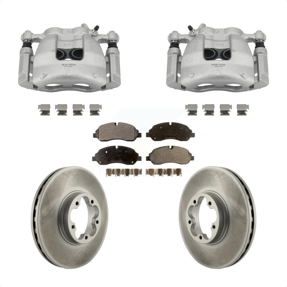 Front Disc Brake Caliper Coated Rotors And Semi-Metallic Pad Kit For Ford Transit-350 HD KCG-100440P