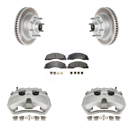 Front Brake Caliper Coat Rotor And Semi-Metallic Pad Kit For Ford E-350 Super Duty E-250 KCG-100441P