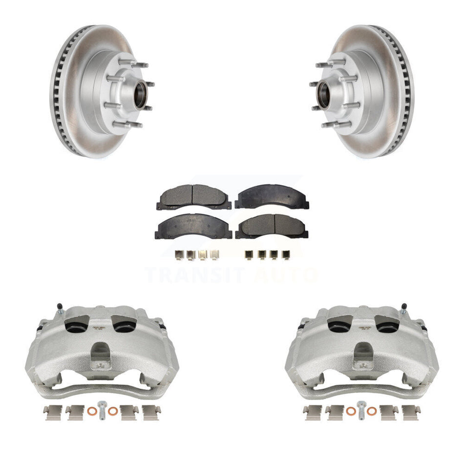 Front Brake Caliper Coat Rotor And Semi-Metallic Pad Kit For Ford E-350 Super Duty E-250 KCG-100441P