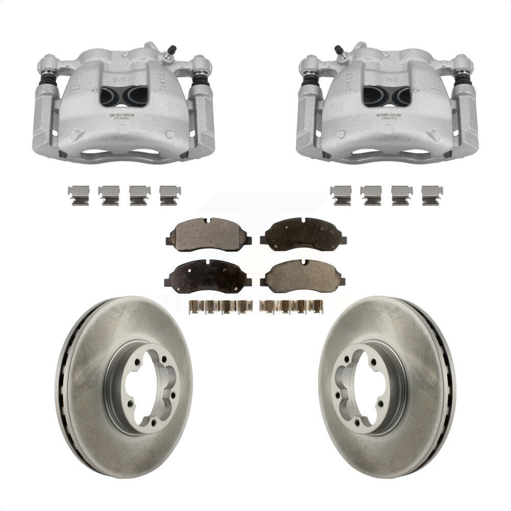 Front Disc Brake Caliper Coated Rotors And Ceramic Pads Kit For Ford Transit-350 HD KCG-100441T