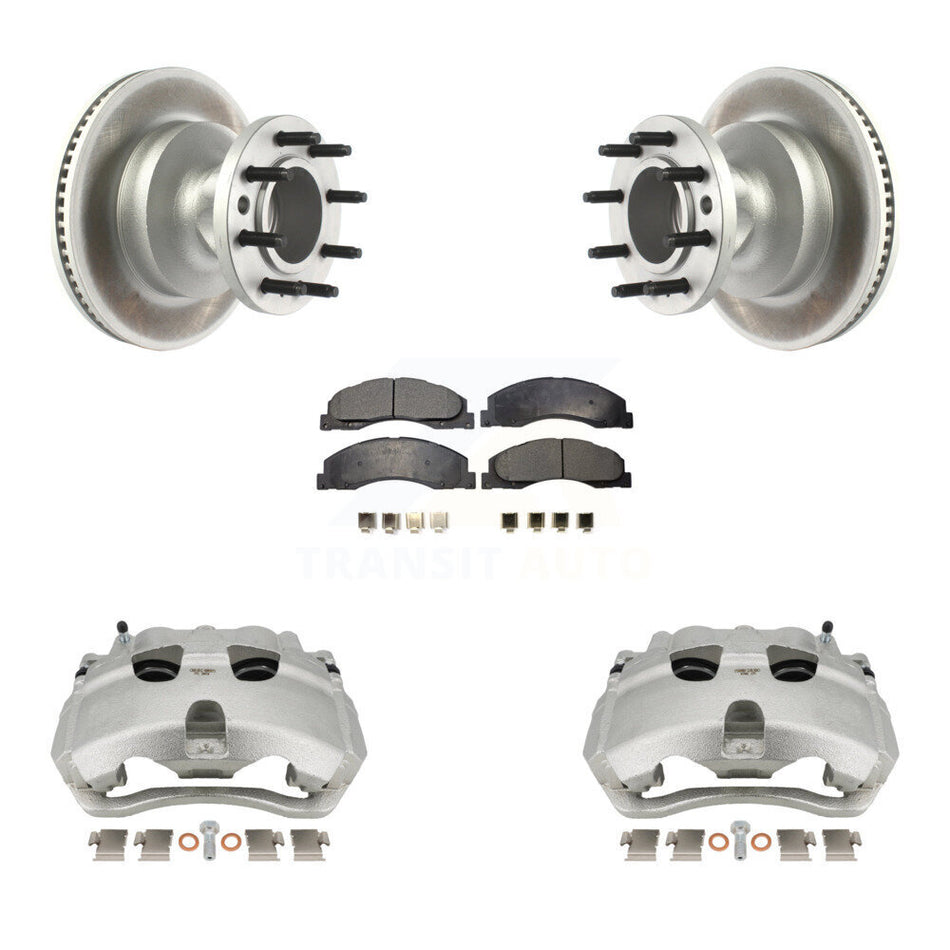 Front Brake Caliper Coat Rotor And Semi-Metallic Pad Kit For Ford E-350 Super Duty E-450 KCG-100442P