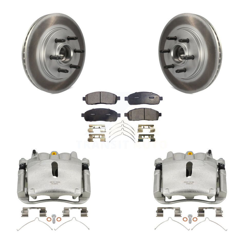Front Disc Brake Caliper Coat Rotor & Ceramic Pad Kit For Ford F-150 Lincoln Mark LT RWD KCG-100442T