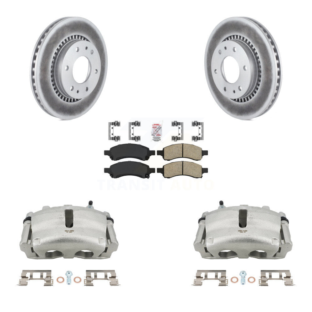 Front Brake Caliper Coat Rotor Ceramic Pad Kit For Chevrolet Trailblazer GMC Envoy Buick KCG-100443N