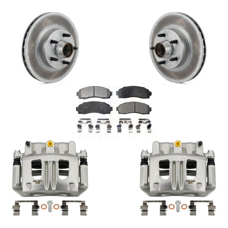 Front Disc Brake Caliper Coated Rotors And Ceramic Pad Kit For 2010-2011 Ford Ranger RWD KCG-100444T