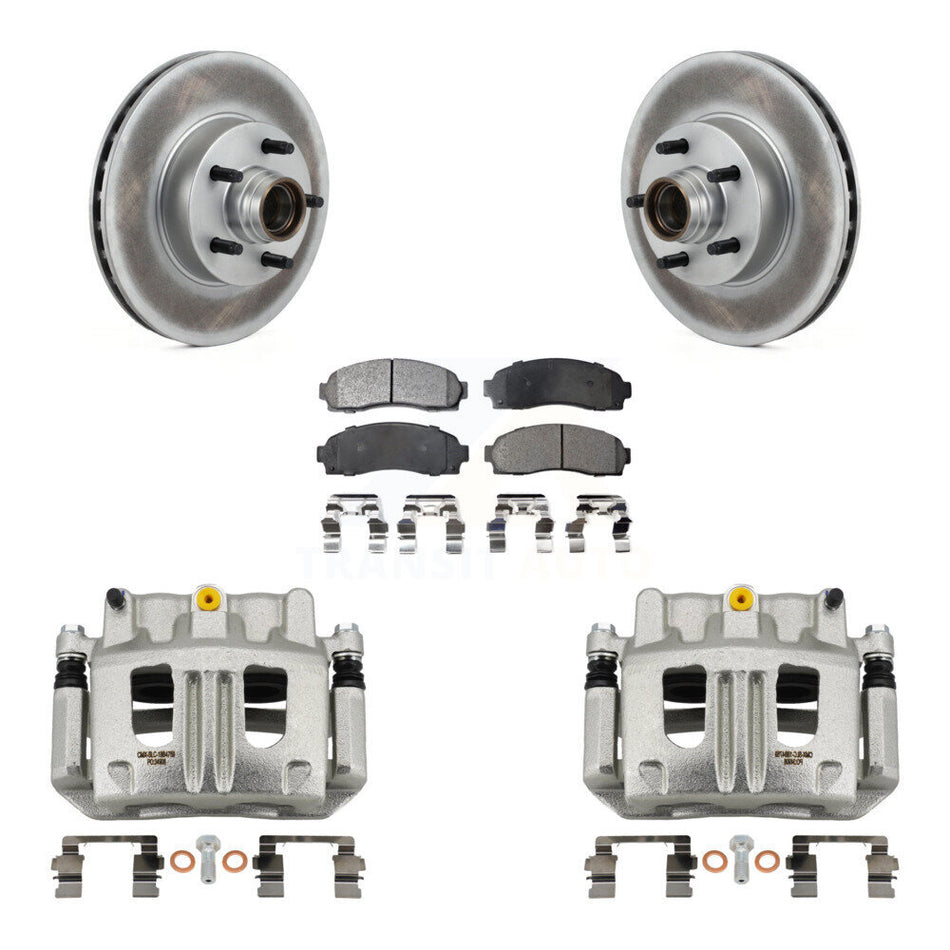 Front Disc Brake Caliper Coated Rotors And Ceramic Pad Kit For 2010-2011 Ford Ranger RWD KCG-100444T