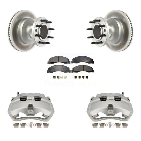 Front Disc Brake Caliper Coat Rotors And Ceramic Pad Kit For Ford E-350 Super Duty E-450 KCG-100446T