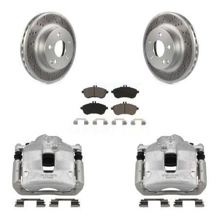 Front Disc Brake Caliper Coated Rotors And Ceramic Pads Kit For Mercedes-Benz C250 KCG-100447C