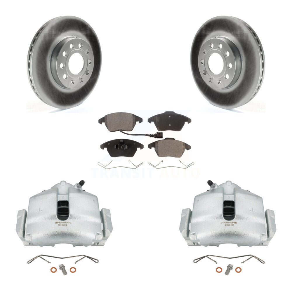 Front Brake Caliper Coat Rotor Semi-Metallic Pad Kit For Volkswagen Jetta Golf Beetle A3 KCG-100447P